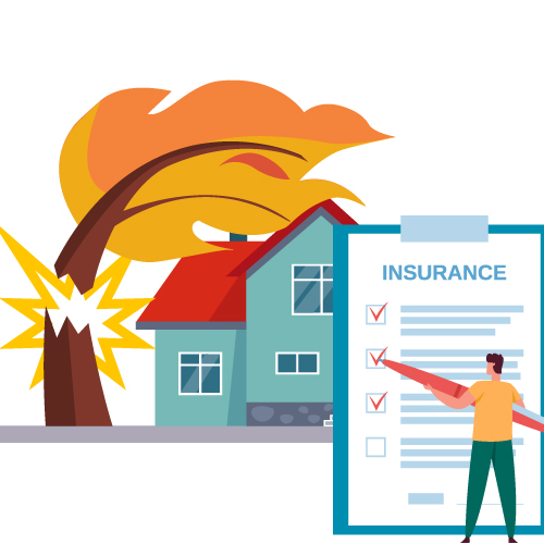 infographic of a man filing a homeowners insurance claim