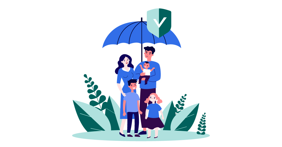 Family under an umbrella considering life insurance options