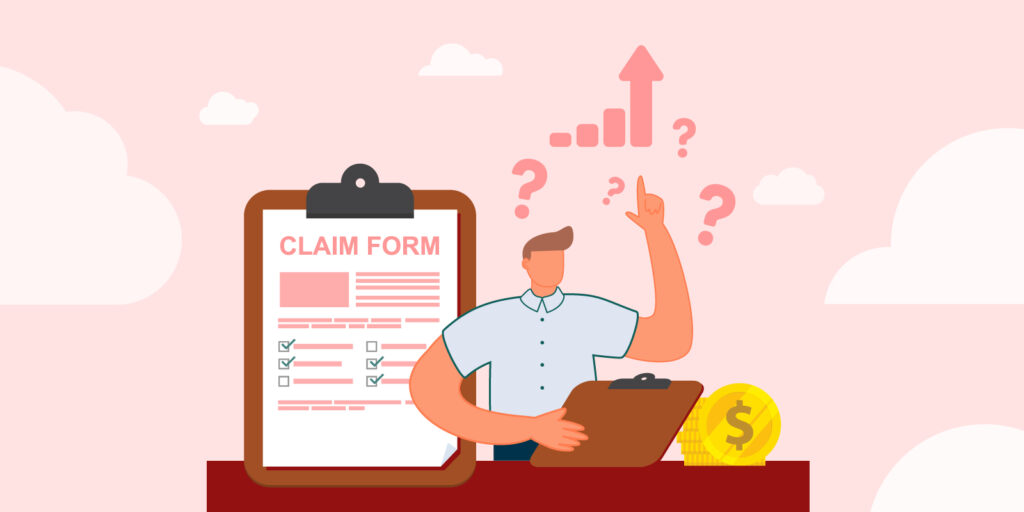 Infographic of a person with a clipboard filing an insurance claim