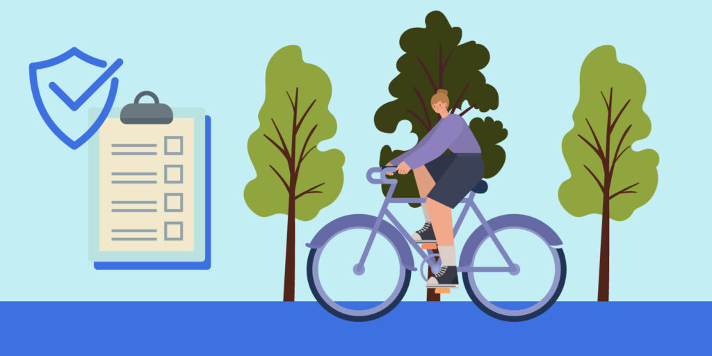 BicycleInsurance infographic with person riding bike