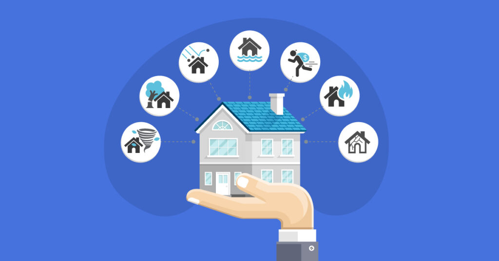 Infographic of a person holding up a house showing the most common homeowners insurance claims