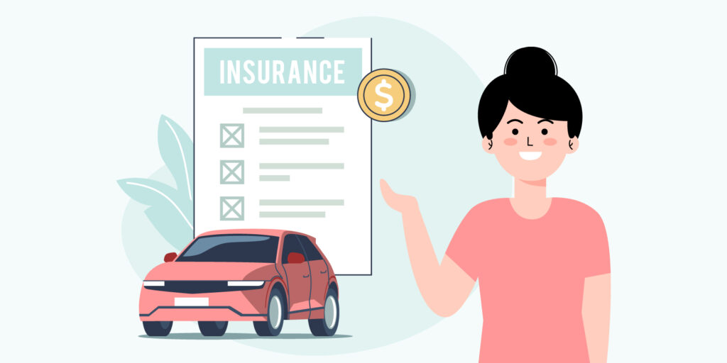 Infographic of a woman looking at an auto insurance declarations page