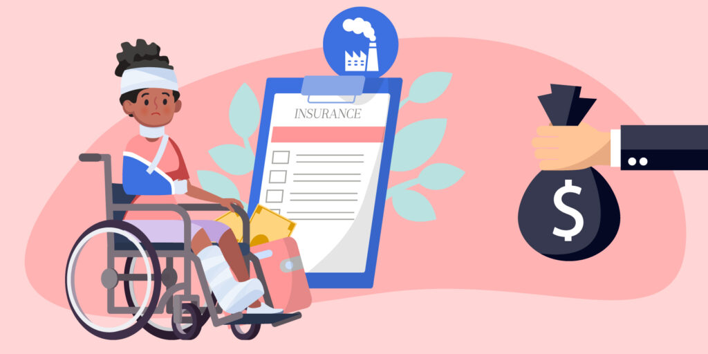 Infographic of a person in a wheelchair looking into disability insurance