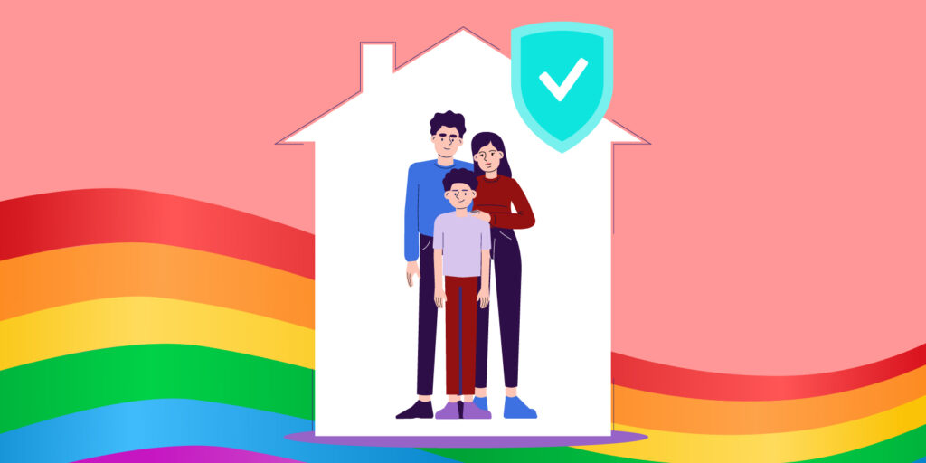 Infographic of a family looking into LGBTQ life insurance 