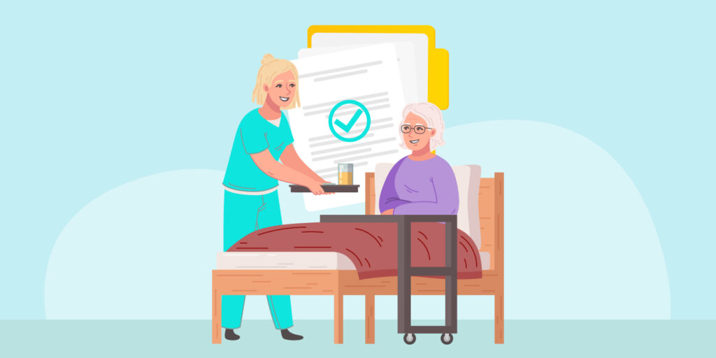 Infographic of elderly couple looking at end of life documents