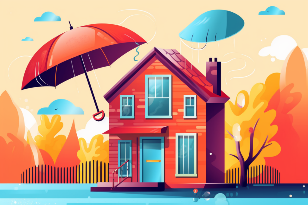Infographic of a house with an umbrella over it for home warranty coverage