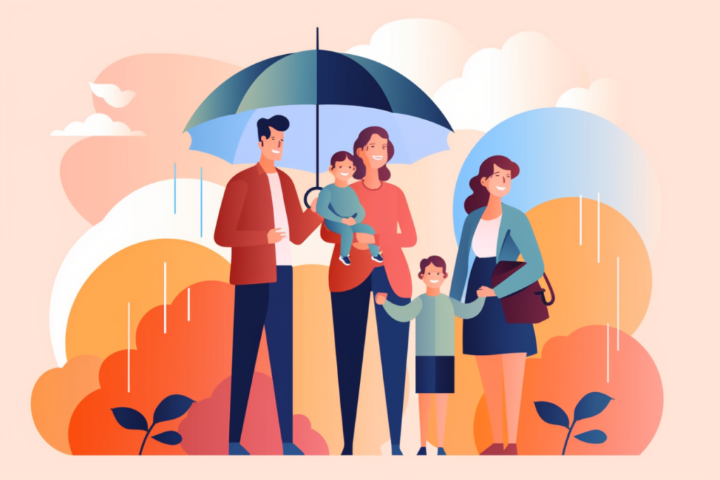 Infographic of a family looking for whole life insurance