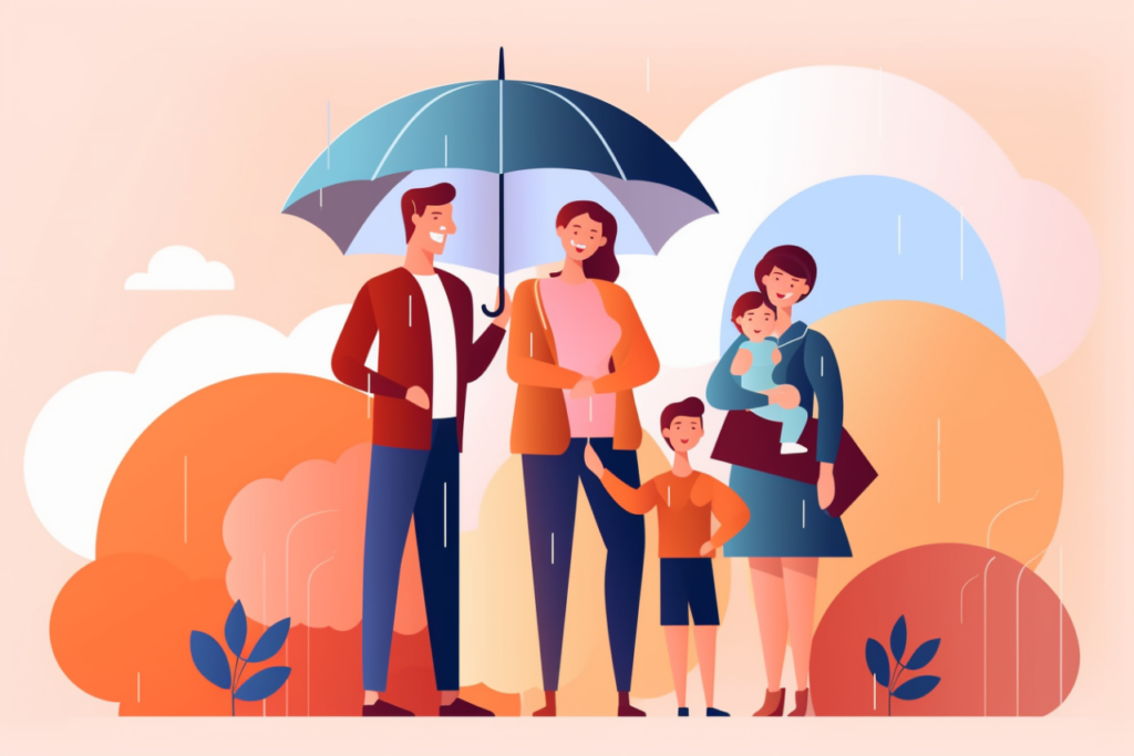 Infographic of a family holding an umbrella looking for life insurance coverage