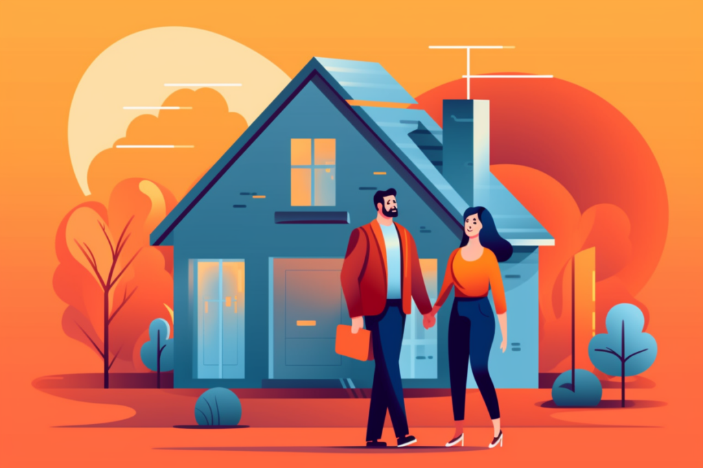 Infographic of a couple looking a buying a home