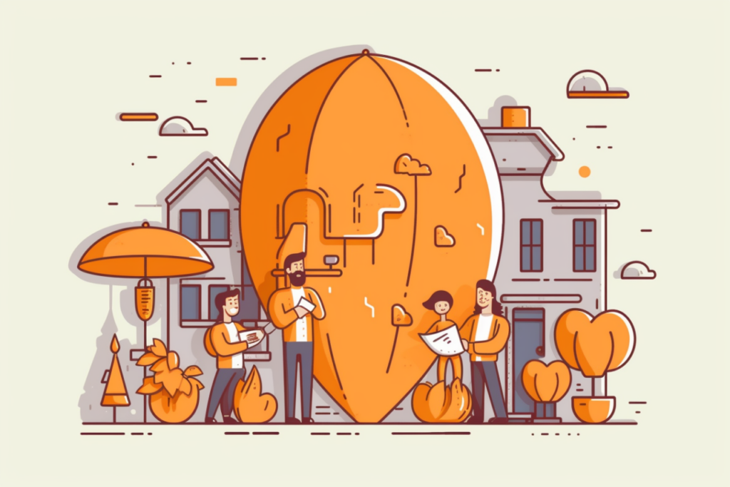 Infographic of a family holding an umbrella looking for life insurance
